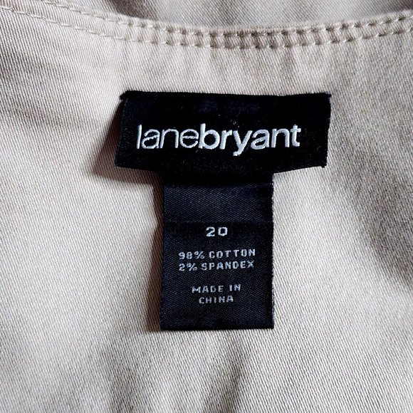 Lane Bryant Khaki Twill Jacket Gold Silver Studs Button Front Long Sleeves - Picture 4 of 5